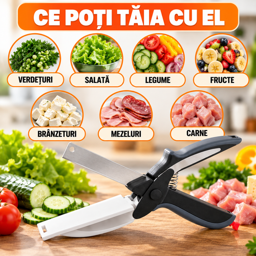 FOARFECĂ DE BUCĂTĂRIE 2 ÎN 1 CU TOCĂTOR INTEGRAT